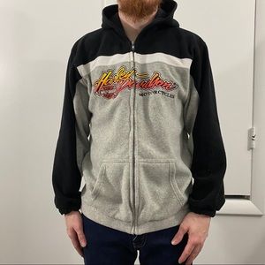 Harley Davidson Grey Black Full Zip Sweatshirt L